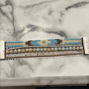 Victoria Emerson Blue and Brown Beaded Bracelet